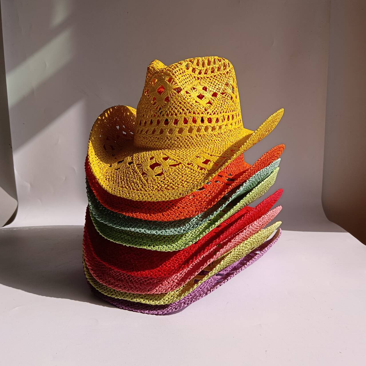 Paper Straw Color - Topi Jerami Koboi warna baru Rajutan