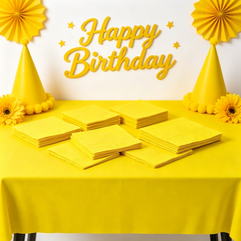 Table Cloth Disposable - Set Taplak Meja dan Serbet Kuning