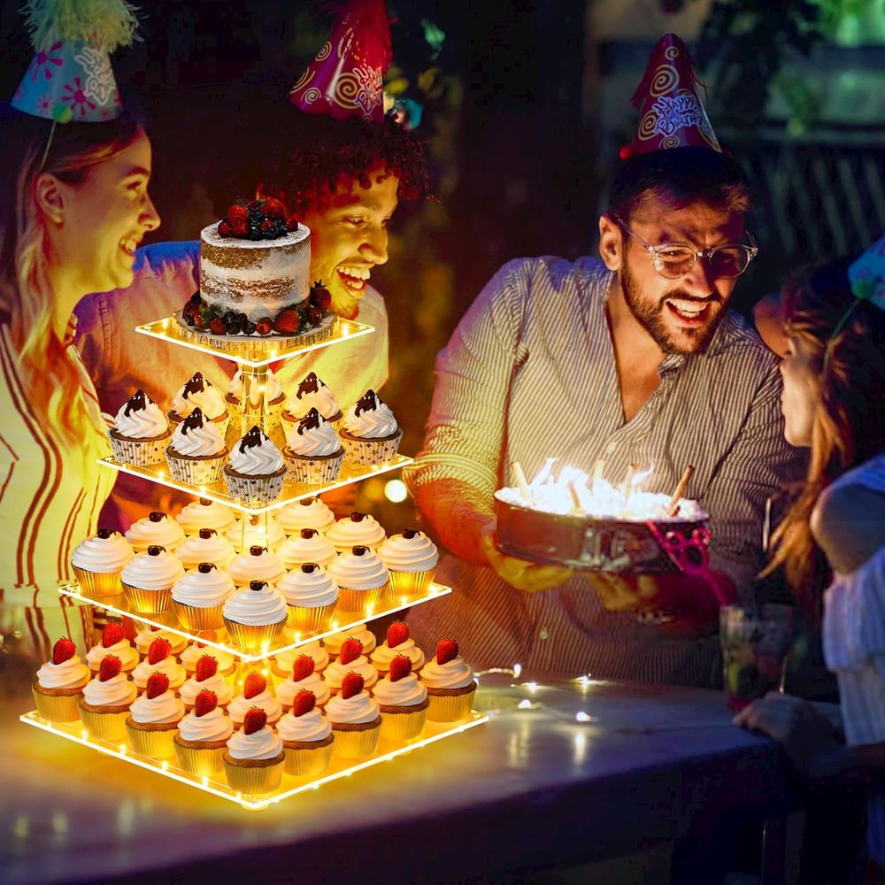 Stand Cupcake dengan Lampu LED - Cupcake Stand Tier ulasan dan harga