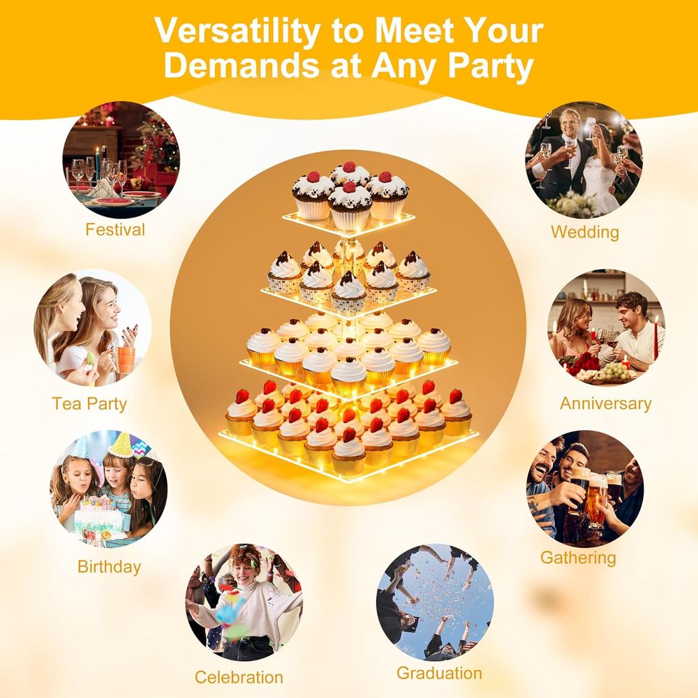 Stand Cupcake dengan Lampu LED - Cupcake Stand Tier ulasan dan harga